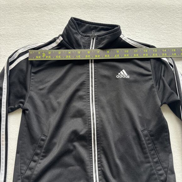 ADIDAS Boys Kids Three Stripe Tricot Classic Activewear Zip Jacket Size 6 Black - Picture 4 of 9